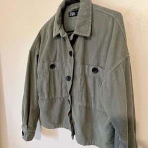 Zara Womens Green corduroy jacket
